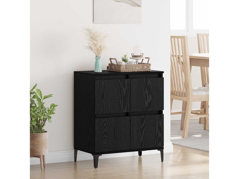Buffet - bahut - meuble de rangement chêne noir 60 x 35 x 70 cm bois d'ingénierie et fer - Conforama B