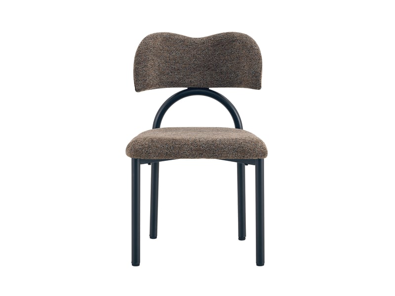 Chaises de salle à manger lot de 2 rembourrées, tissu marron, pieds métal noir - Conforama A