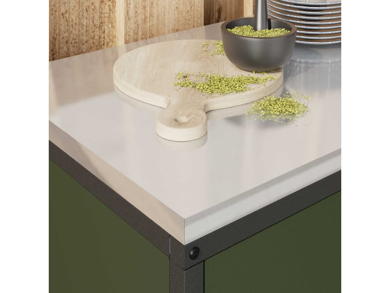 Meuble de rangement de cuisine hattem vert olive acier - Conforama E