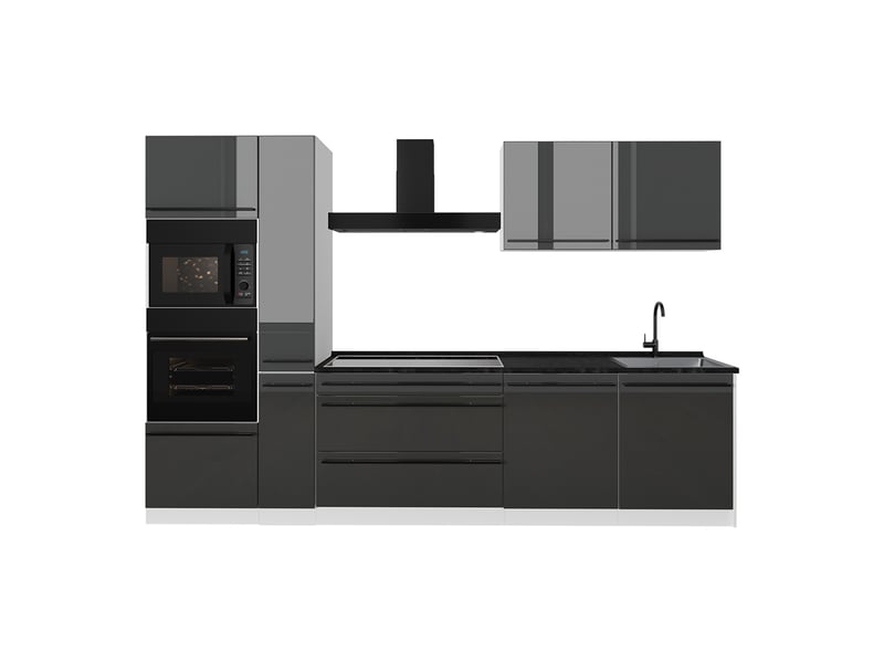  Vicco cuisine, anthracite haute brillanceblanc, 310cm plan de travail anthracite  - Conforama A