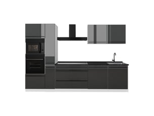 Vicco cuisine, anthracite haute brillanceblanc, 310cm plan de travail anthracite