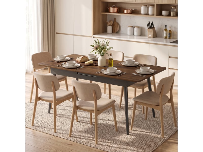  Table à manger extensible rectangulaire 4-6 pers. Design industriel  - Conforama D