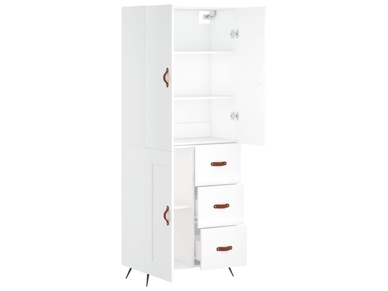  Buffet haut - bahut - meuble de rangement blanc 69,5x34x180 cm bois d'ingénierie  - Conforama C