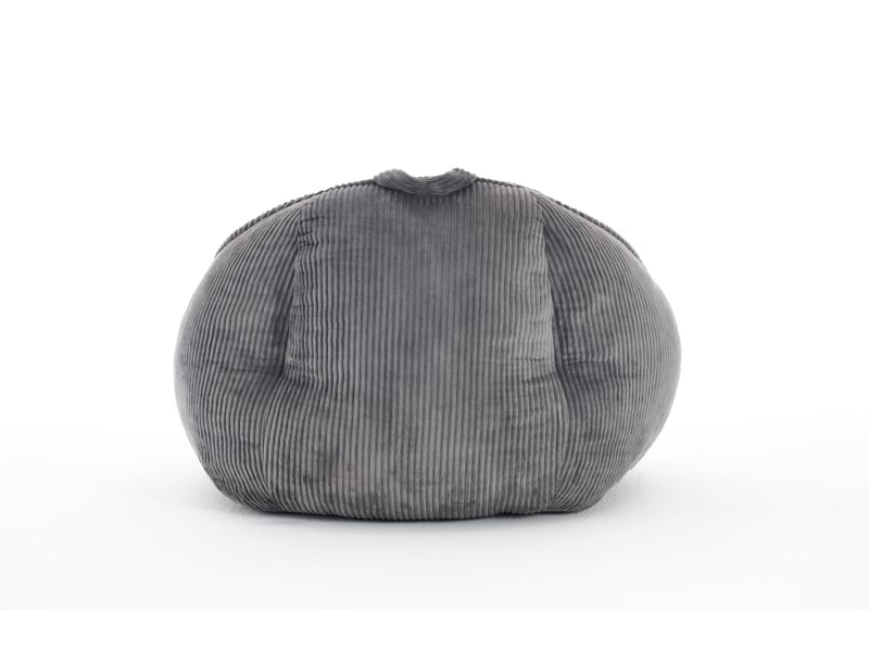 Fauteuil pouf avec dossier ergonomique et mousse à mémoire de forme, en velours côtelé gris clair, 90 × 90 × 59 cm - Conforama C