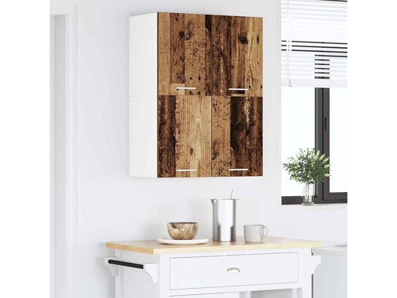  Meuble de rangement cuisine, armoire suspendue bois ancien et blanc 60x31x40cm  - Conforama D