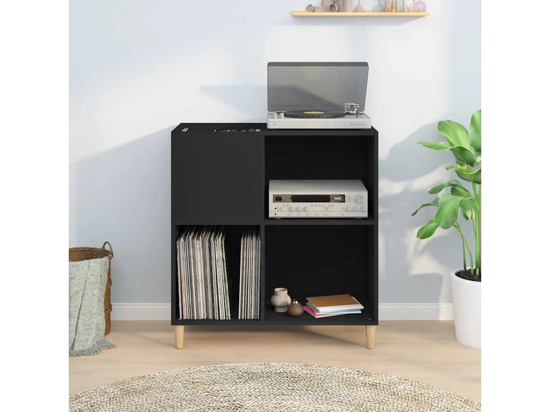  Armoire à disques, armoire de rangement noir 84,5x38x89 cm bois d'ingénierie  - Conforama C