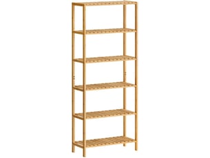 Étagère de rangement multifonction 26 x 60 x 160,9 cm pour entrée salle de bain balcon cuisine en bambou beige naturel 12_0012382