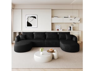 Canapé d’angle en u 336x168x85 cm 6 places noir