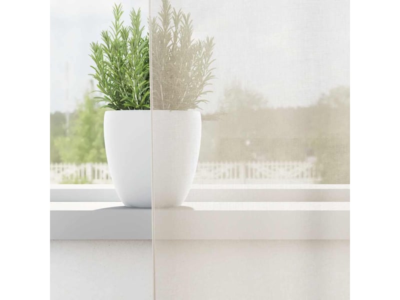  Lot de 2 rideaux en voile, voilages à œillets couleur crème cf44258  - Conforama C