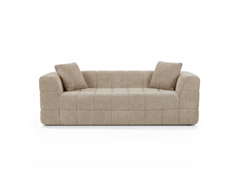 Canapé droit compressé jupa 3 places tissu bouclette taupe - Conforama A