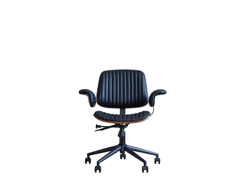  Fauteuil de bureau pivotant en cuir et métal noir 73x59x87 cm W5978P510454 - Conforama B