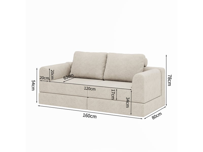  Chauffeuse convertible -160x143x54 cm - 1 place avec mousse mémoire de forme - fauteuil-lit pliable soutien dorsal - beige BUYDEEMEUS - Conforama C