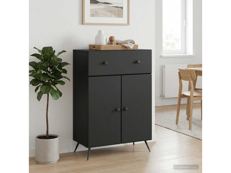 Buffet - bahut - meuble de rangement noir 66 x 34,5 x 90 cm bois d'ingénierie - Conforama D