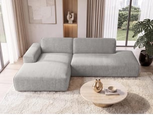 Canapé d'angle gauche fixe <strong>AX LIVING </strong> <strong>Didim Duo</strong> 5 places Tissu gris clair