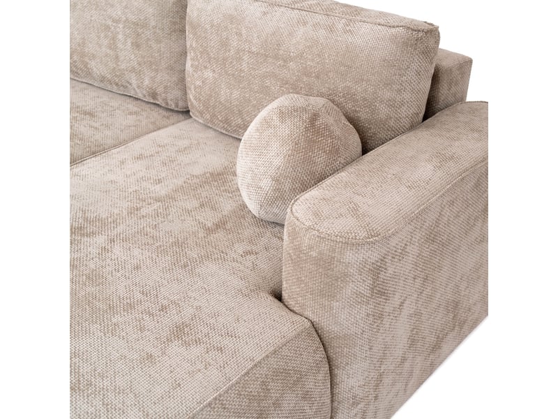  Canapé d'angle moon mini avec fonction couchage, tissu flow, côté droit, beige (02)  - Conforama C