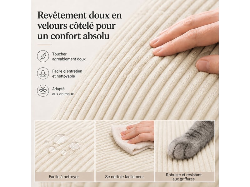 Canapé modulaire à compression, en tissu velours  - Conforama D