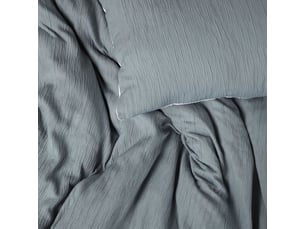 Parure housse de couette 260x240cm + 2 taies 100% gaze de microfibre uni bleu pétrole et blanc - nathea