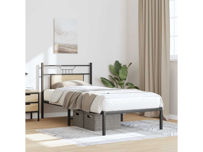  Lit simple- lit adulte -  cadre de lit sans matelas chêne sonoma 80x200 cm  - Conforama C
