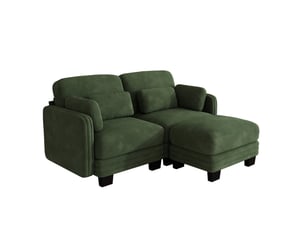 Canapé modulable d'angle 2 places 176x143x88 cm avec pouf en chenille vert