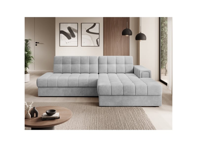  Canapé d'angle convertible cubito gris 240 cm avec coffre et couchage  - Conforama E