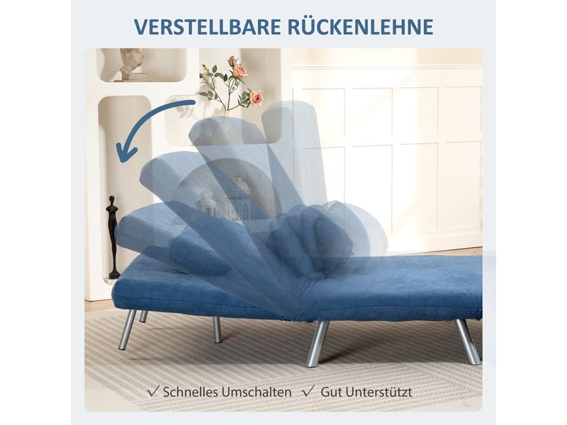  Fauteuil convertible 1 place en tissu avec coussin bleu 80 x 75 x 83 cm  - Conforama E