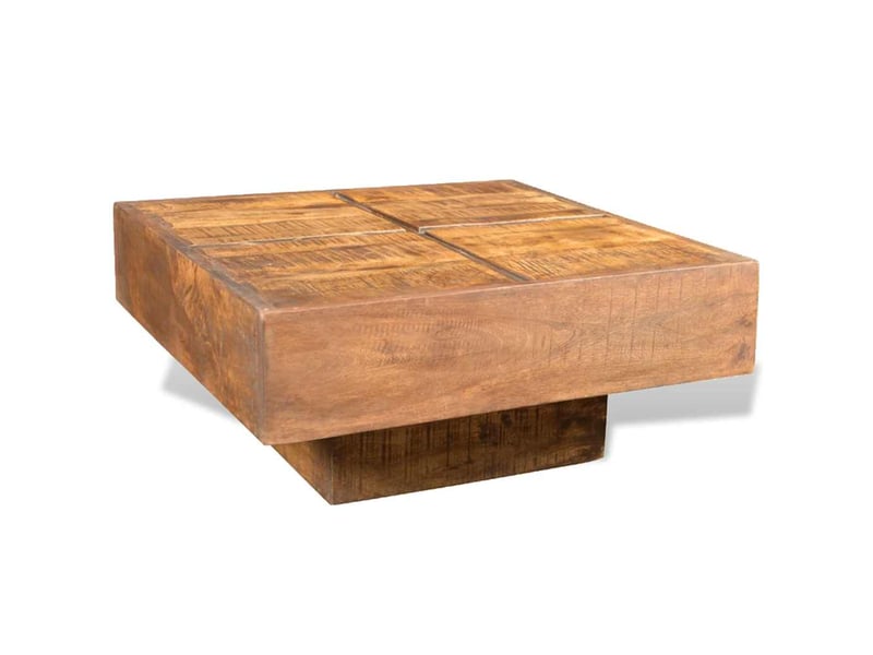  Table basse | table d'appoint salon carrée marron bois massif de manguier  - Conforama A