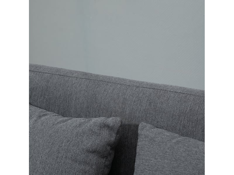 Canapé 2 places 130x70x80 cm – gris – 2 coussins et repose-pieds réglables, revêtement polyester aspect velours - Conforama E