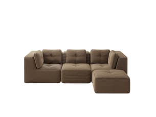 Canapé modulable en l 297x177x69 cm 3 places, sans montage, méridienne, en velours côtelé, marron