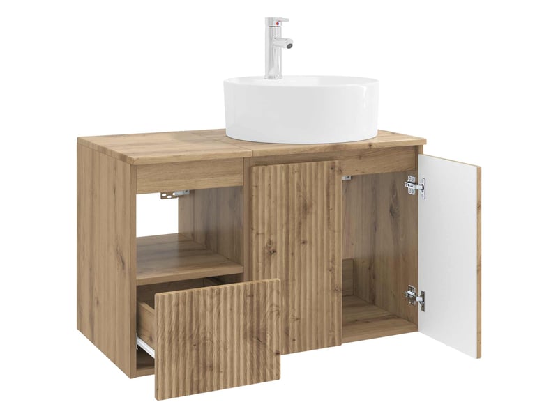 Ensemble de mobilier de salle de bain 2 pc chêne artisanal cf64067 - Conforama D