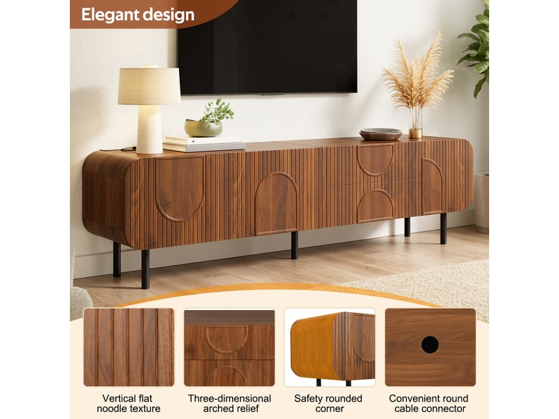  Meuble tv noyer 180 cm style mid-century 3 portes 2 tiroirs  - Conforama E