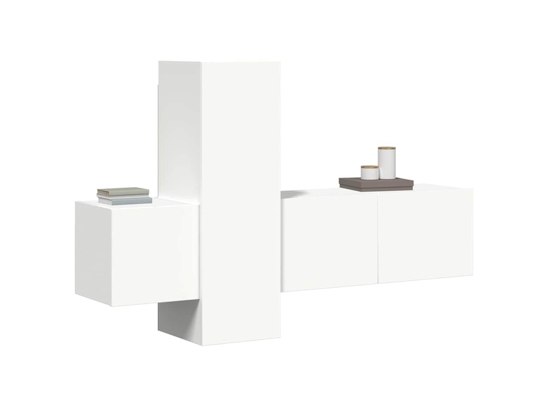  Ensemble de meubles tv - banc tv - meuble de rangement 3 pcs blanc bois d'ingénierie  - Conforama D