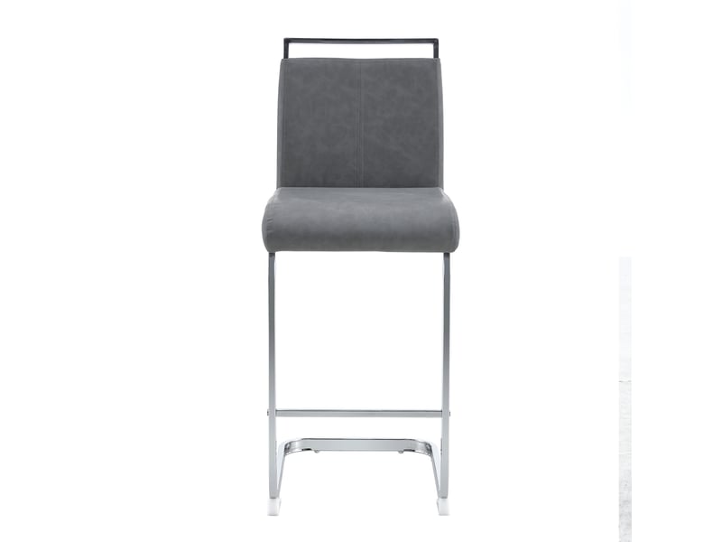Lot de 2 tabourets de bar cantilever 33 x 46,5 x 96,5 cm - assise en cuir pu et structure métal argenté - gris foncé - Conforama A