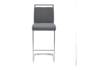 Lot de 2 tabourets de bar cantilever 33 x 46,5 x 96,5 cm - assise en cuir pu et structure métal argenté - gris foncé