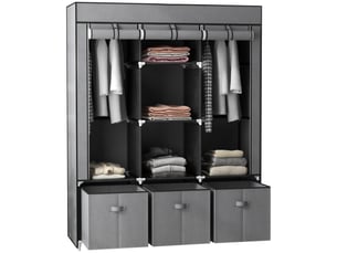 Armoire en tissu non tissé, pliable, avec 3 tiroirs, 125 cm x 43 cm x 162,5 cm, grise