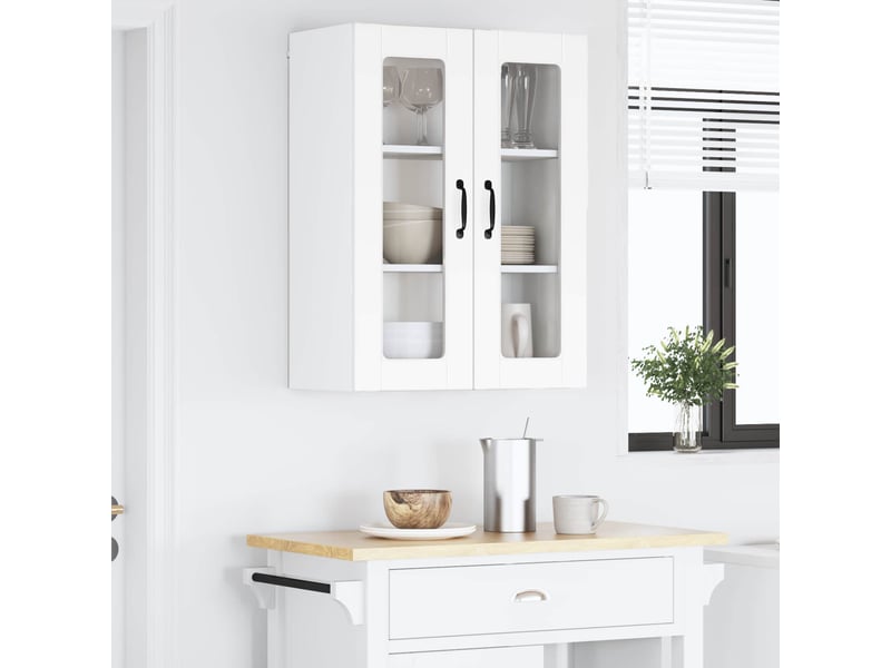  Meuble mural de cuisine, cabinet en verre mural blanc 60x31x80cm shl875  - Conforama D