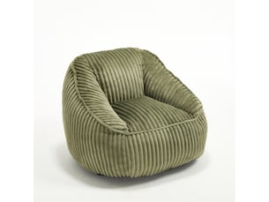 Fauteuil 1 place - 98x92x73cm - fauteuil pouf en mousse à mémoire de forme et peluche rayée - vert