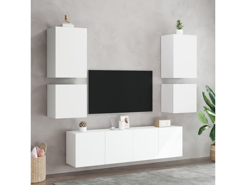  Meubles tv - banc tv - meuble de rangement muraux 2 pcs blanc 40,5x30x40 cm bois d'ingénierie  - Conforama D