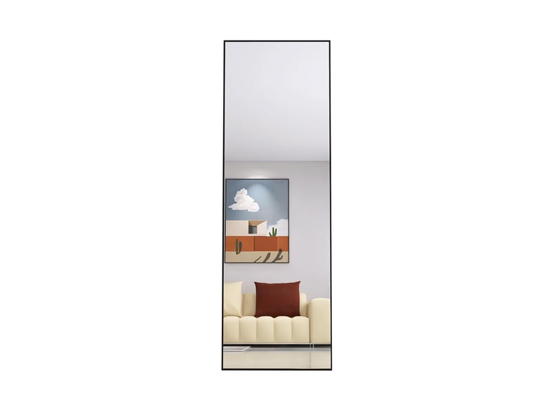 Miroir sur pied 165x60cm noir - miroir mural pleine longueur - cadre en alliage d'aluminium - verre trempé hd anti-explosion - Conforama A