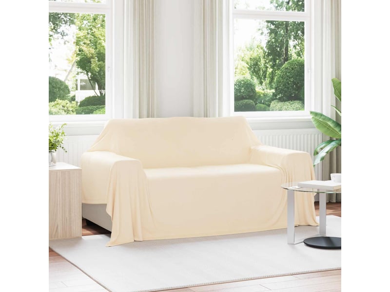 Plaid canapé crème 280x210 cm 0.79 kg polaire - Conforama B