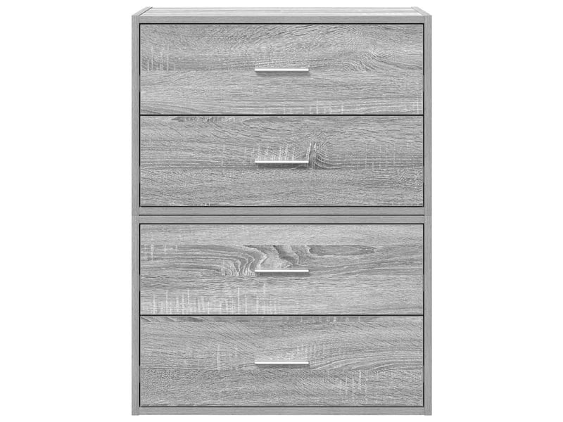  Lot de 2 armoire à tiroirs, commode avec 4 tiroirs sonoma gris bois d'ingénierie  - Conforama D