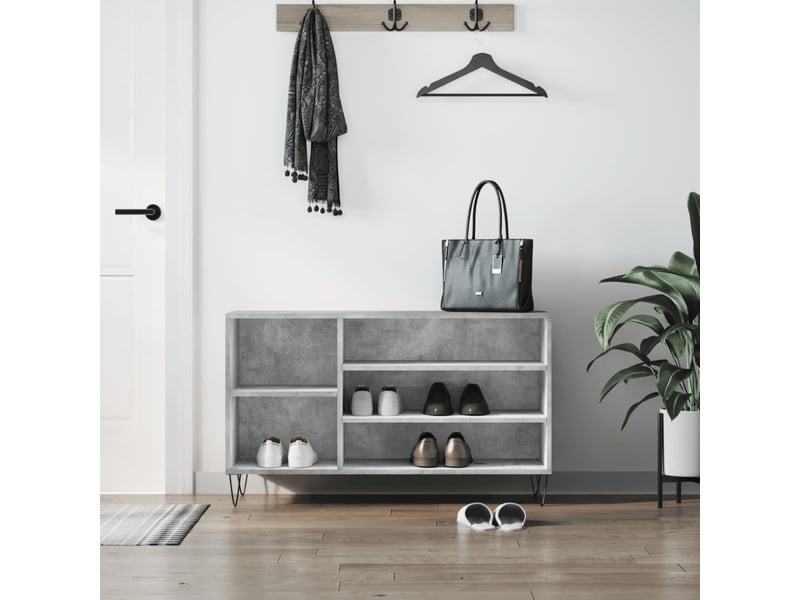  Meuble à chaussure, armoire à chaussures gris béton 102x36x60 cm bois d'ingénierie shl4833  - Conforama B
