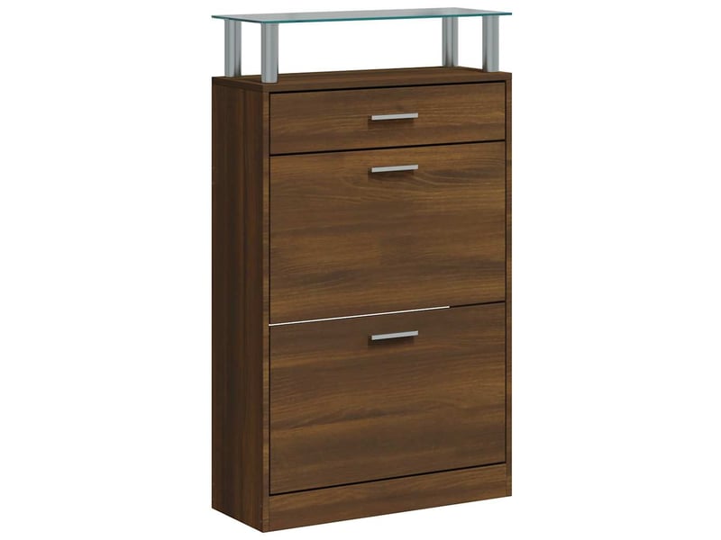  Meuble à chaussure | armoire à chaussures chêne marron 63x24x104cm bois d'ingénierie  - Conforama A