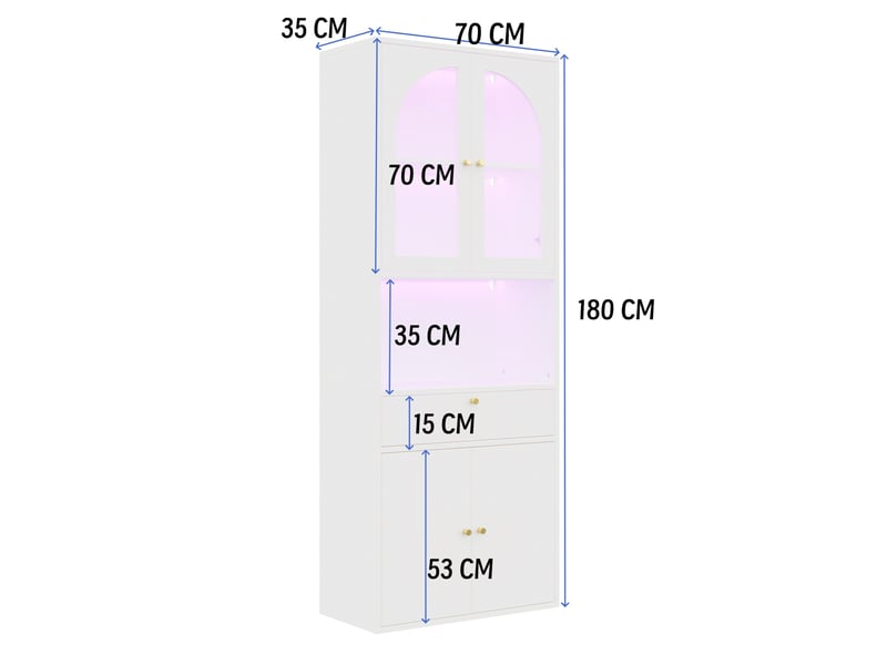  Vitrine bibliothèque avec éclairage led rgb 70 x 35 x 180 cm evryae  - Conforama E