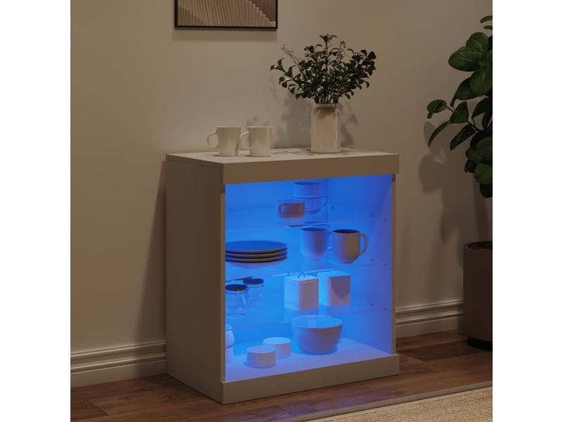 Buffet - bahut - meuble de rangement avec lumières led blanc 60,5x37x67 cm  - Conforama C