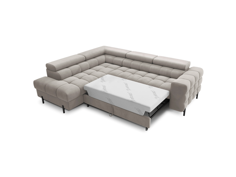  Canapé convertible beige ferrum 5 places angle gauche salon familial 276x93x200cm  - Conforama B