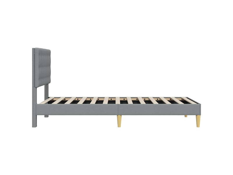  Lit simple- lit adulte -  cadre de lit avec tête de lit gris clair 100 x 200 cm tissu  - Conforama D