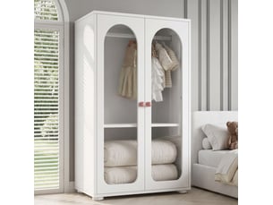 Armoire enfant 2 portes avec penderie 80x50x120 cm mdf blanc et acrylique