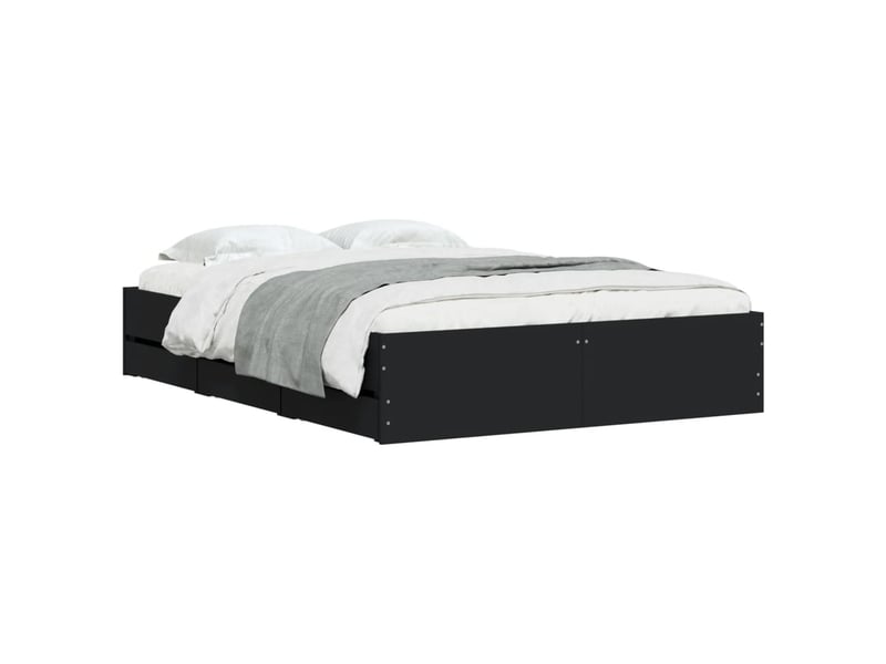  Lit double- lit adulte -  cadre de lit avec tiroirs sans matelas noir 120x190 cm  - Conforama B
