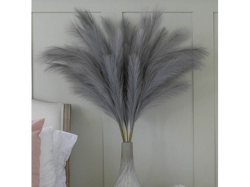  Grande herbe de pampa gris faux 5 tiges extra moelleux faux 70cm bouquet de fleurs plume salon home decor boho home decor grand vase table fleur mariage, gris  - Conforama A