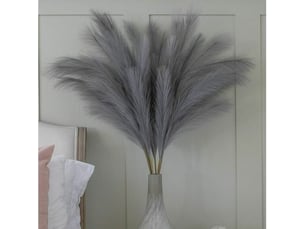 Grande herbe de pampa gris faux 5 tiges extra moelleux faux 70cm bouquet de fleurs plume salon home decor boho home decor grand vase table fleur mariage, gris